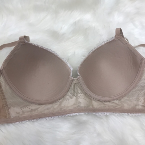 Josie Nude White‎ Contrast Lace 32D Plunge Bralette Balconette Unpadded Bra - Picture 6 of 7